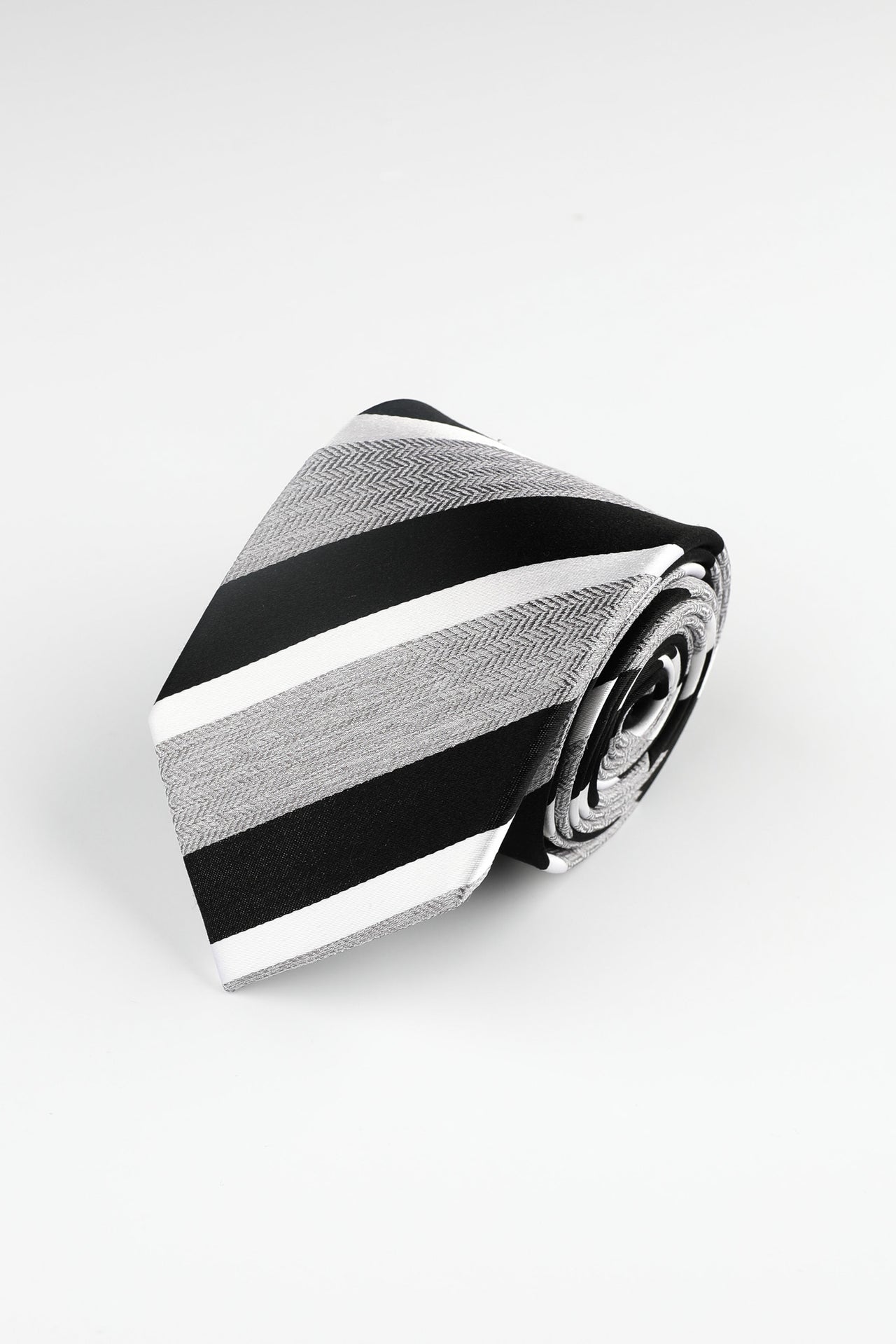 Black Grey Bold Stripe Tie