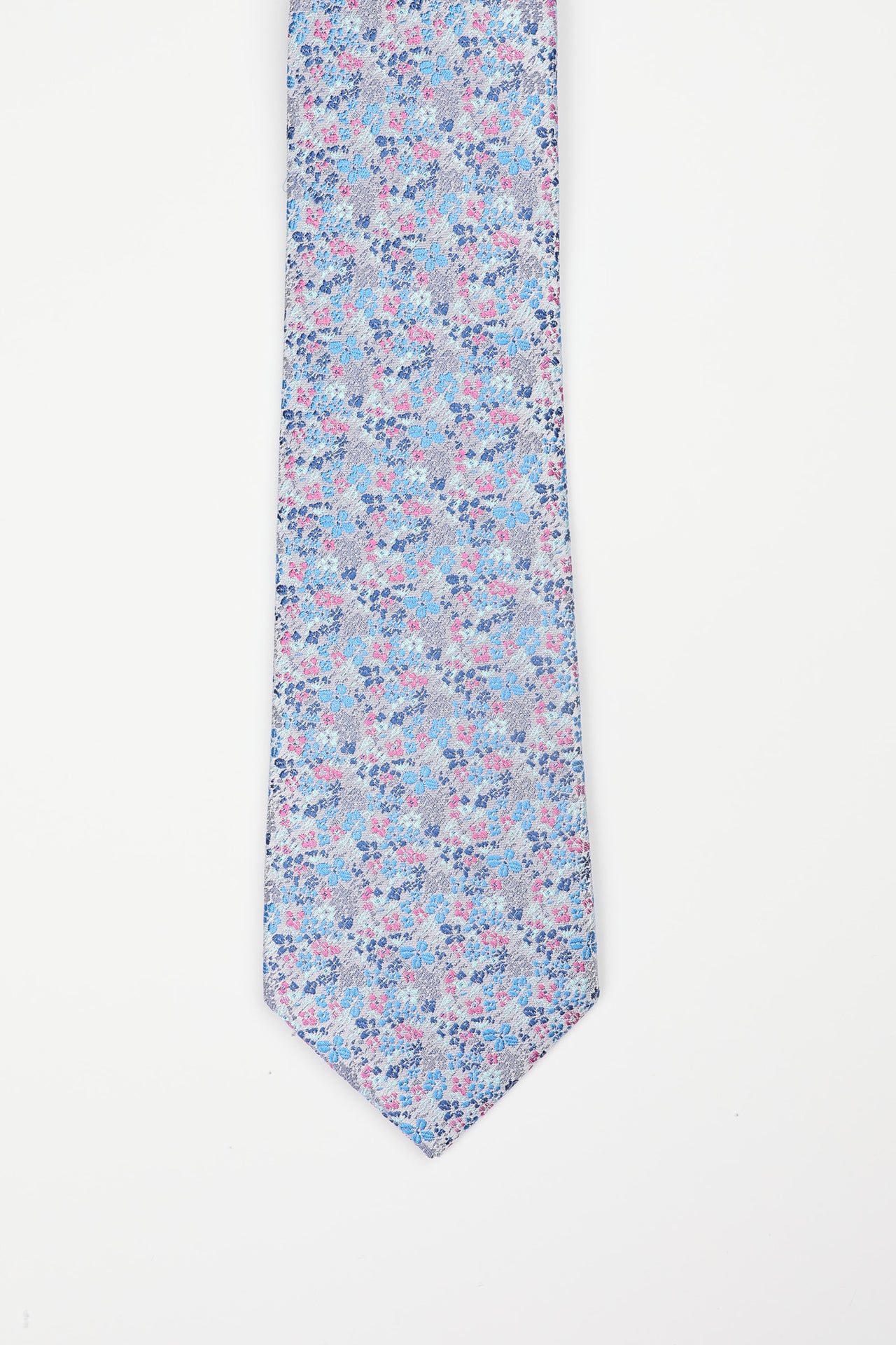 Blue Pink Petite Floral Tie