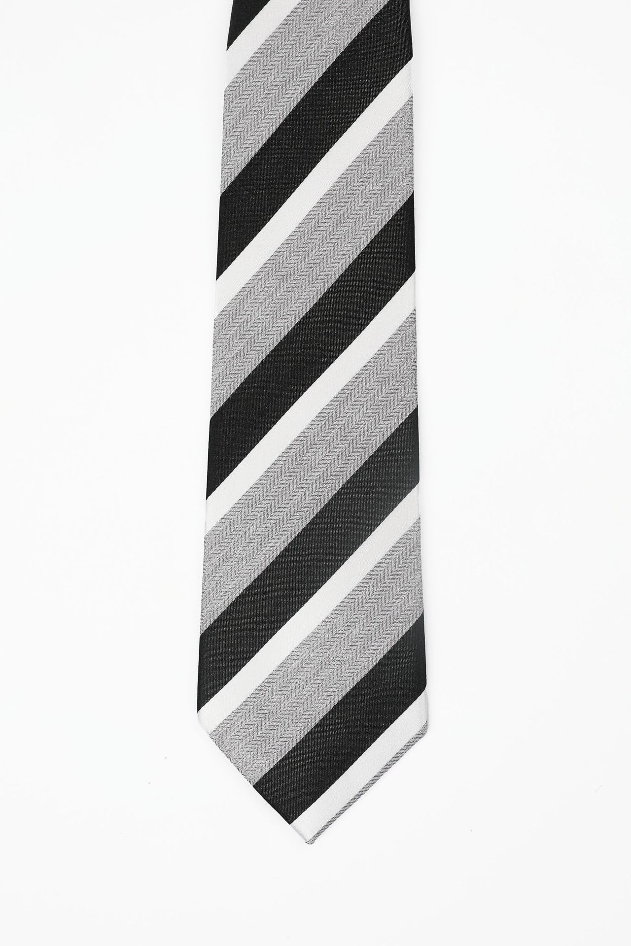 Black Grey Bold Stripe Tie