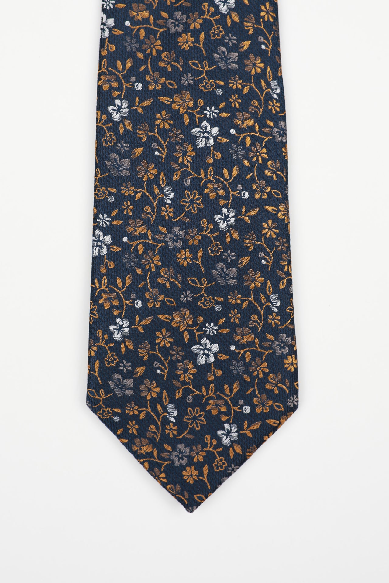 Navy/Gold Mini Floral Tie