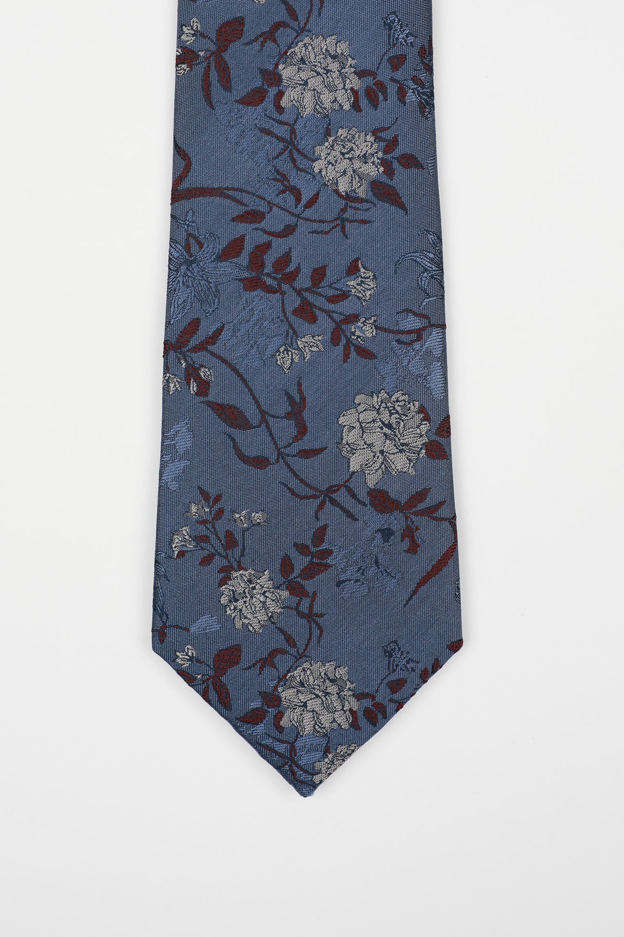 Moonlight Blue Silk Floating Floral Tie