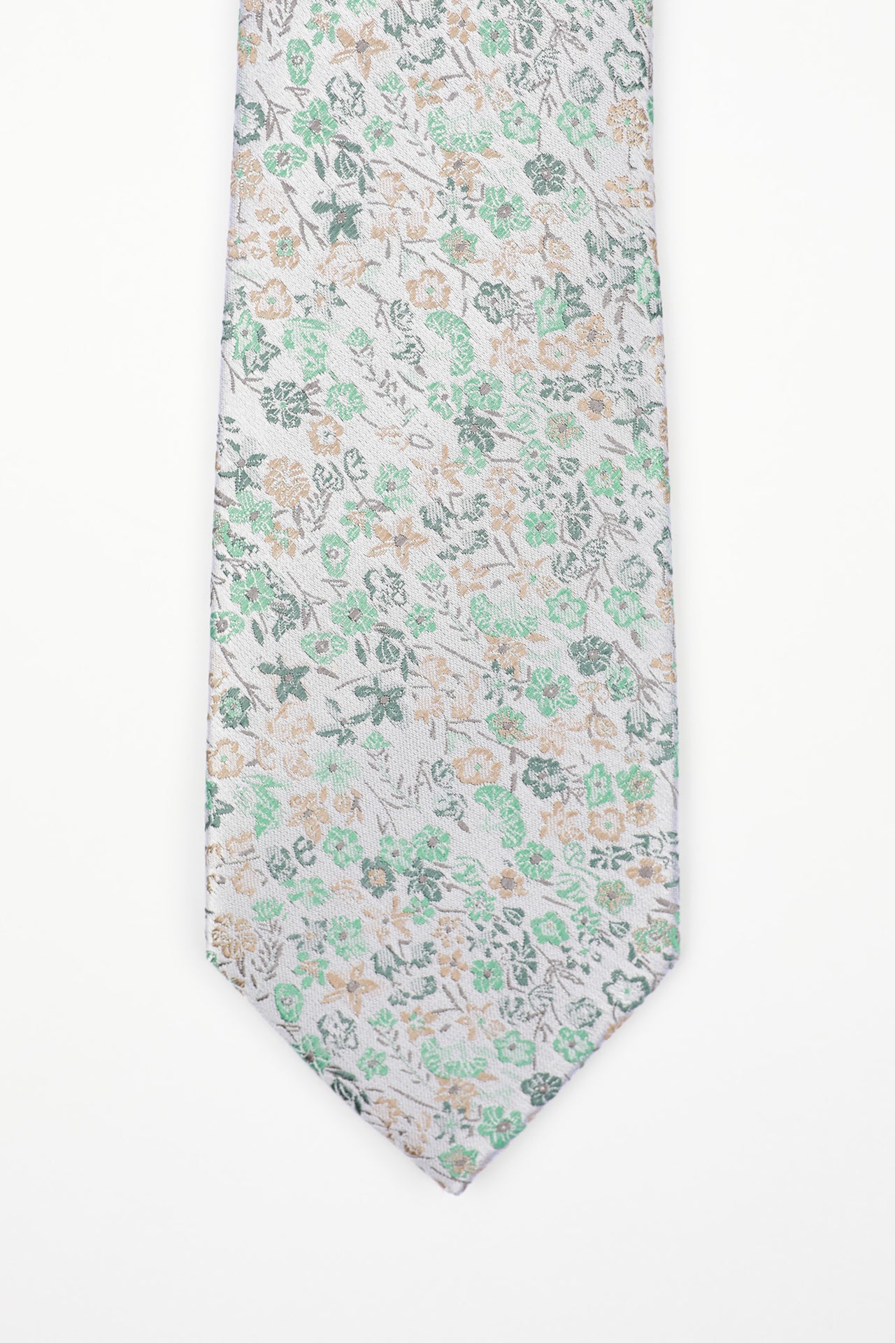Green Silk Mini Floral Tie