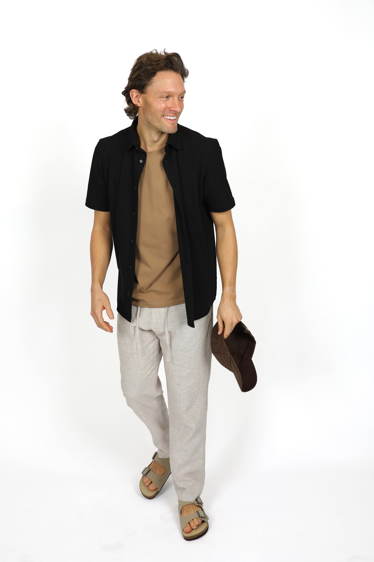Black Short Sleeve Knitted Shirt
