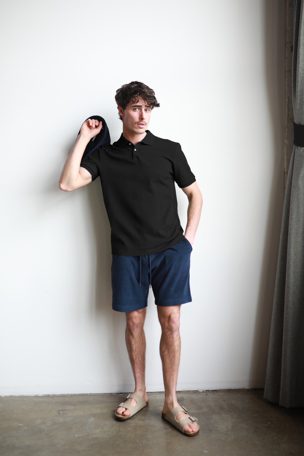 Black Pique Polo