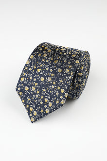  Navy Yellow Mini Floral Tie