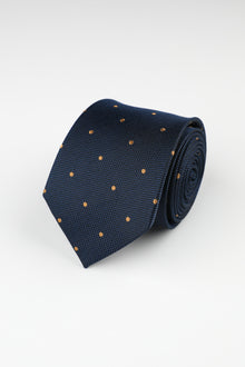  Navy Gold Silk Mini Spot Tie
