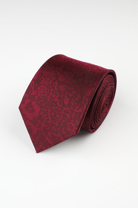 Wine Silk Tonal Floral Tie