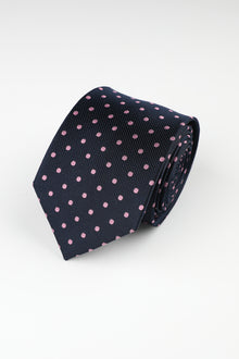  Navy Pink Silk Spot Tie
