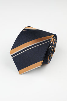  Navy Gold Silk Stripe Tie