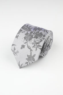  Silver Silk Floral Tie