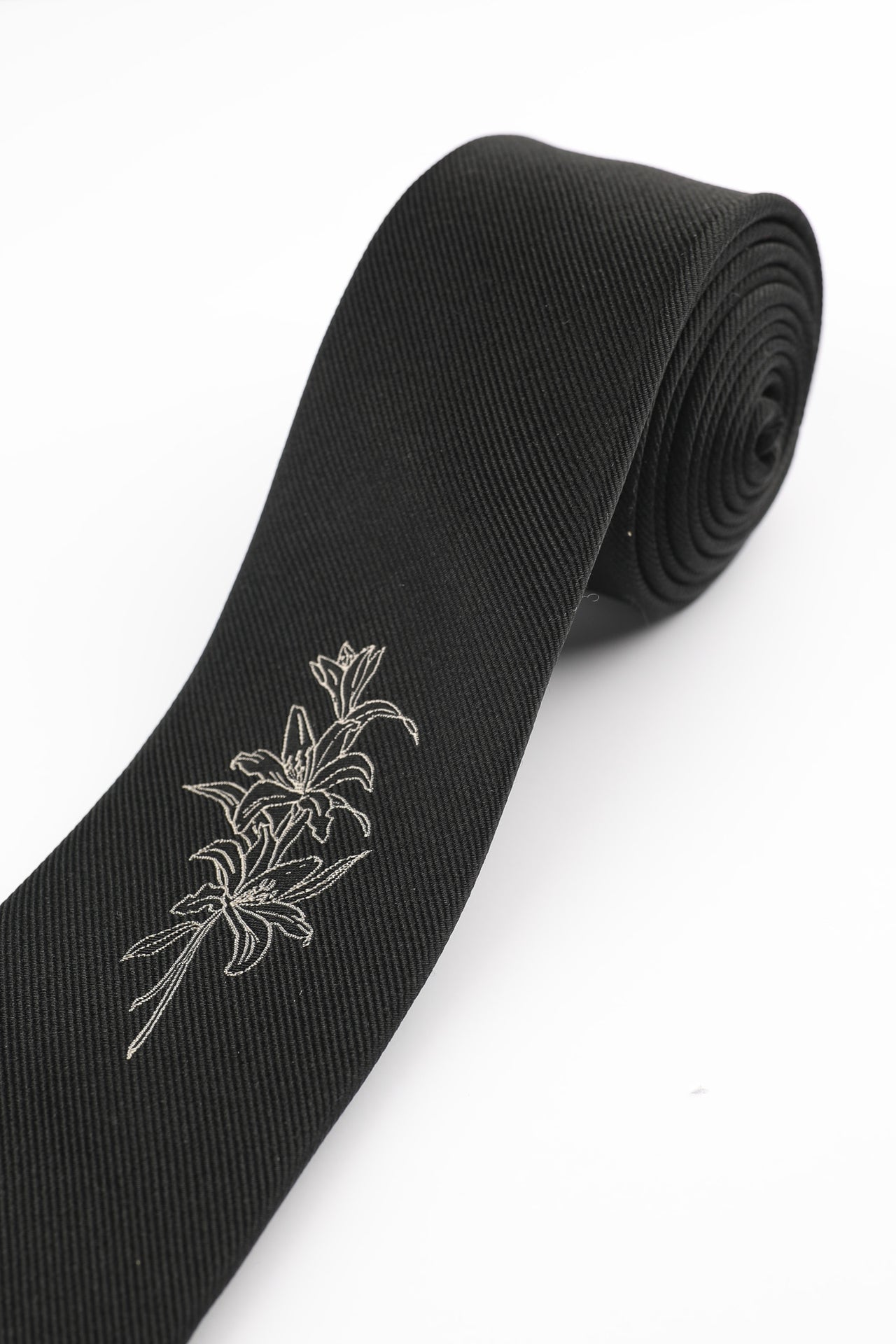 Black Floral Tie