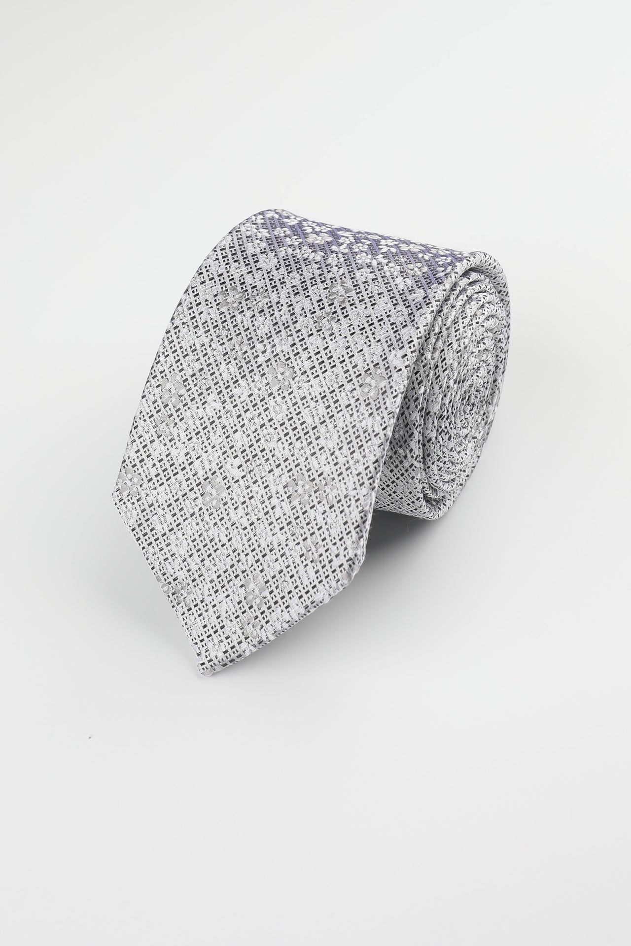 Silver Silk Scattered Flower Tie