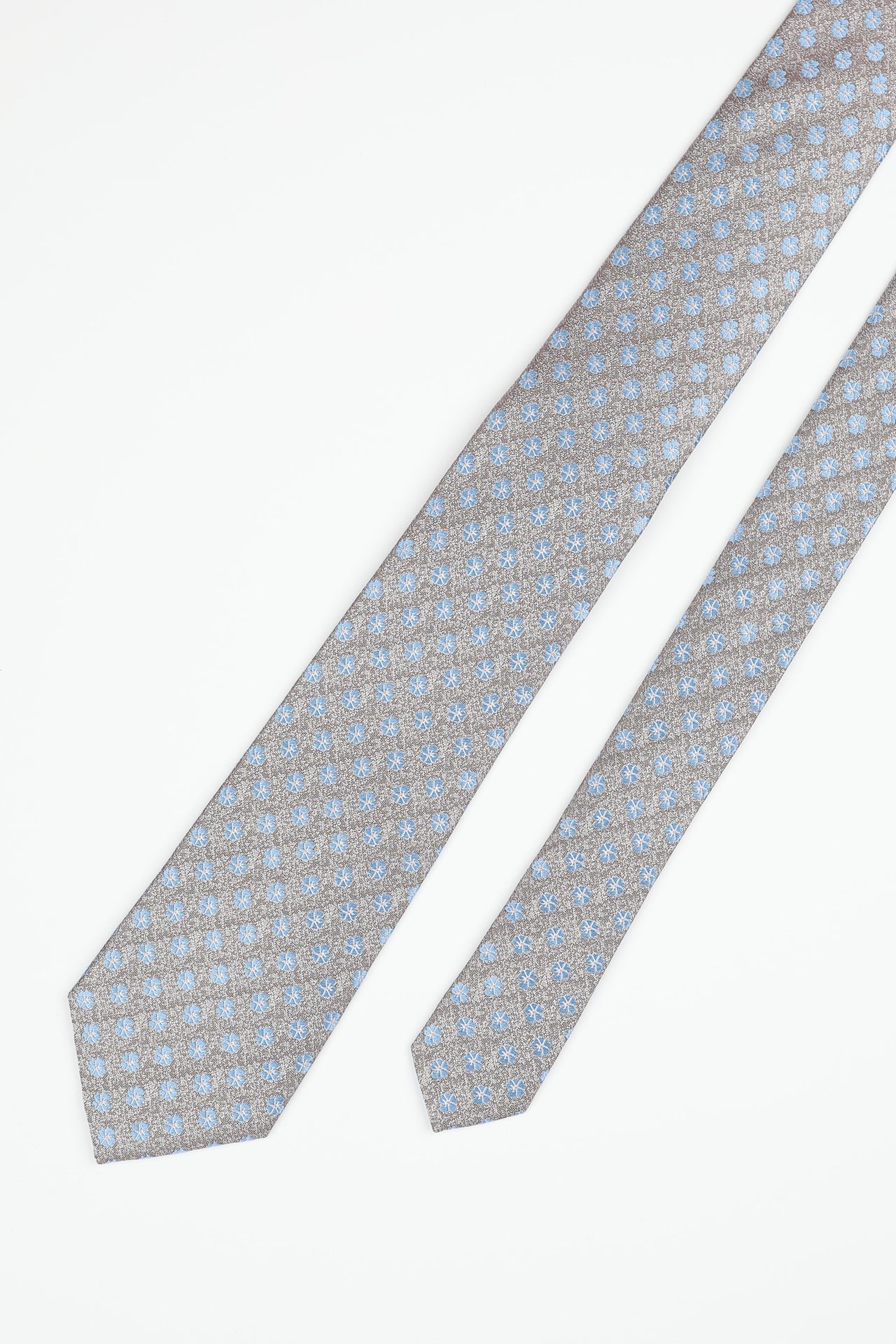Pale Blue Silk Orderly Floral Tie