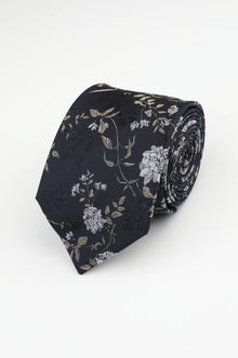  Navy Silk Floatinh Floral Tie