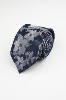  Navy Silk Floral Star Tie