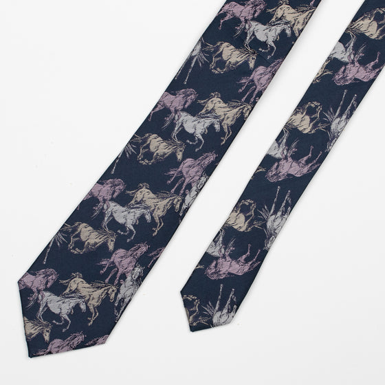 Navy/ Pink Horse Tie