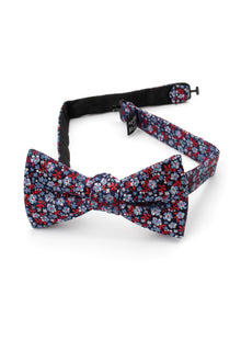  Navy/ Red Floral Garden Bow Tie