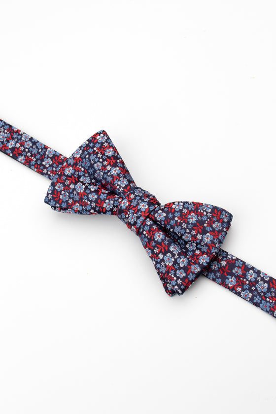 Navy/ Red Floral Garden Bow Tie