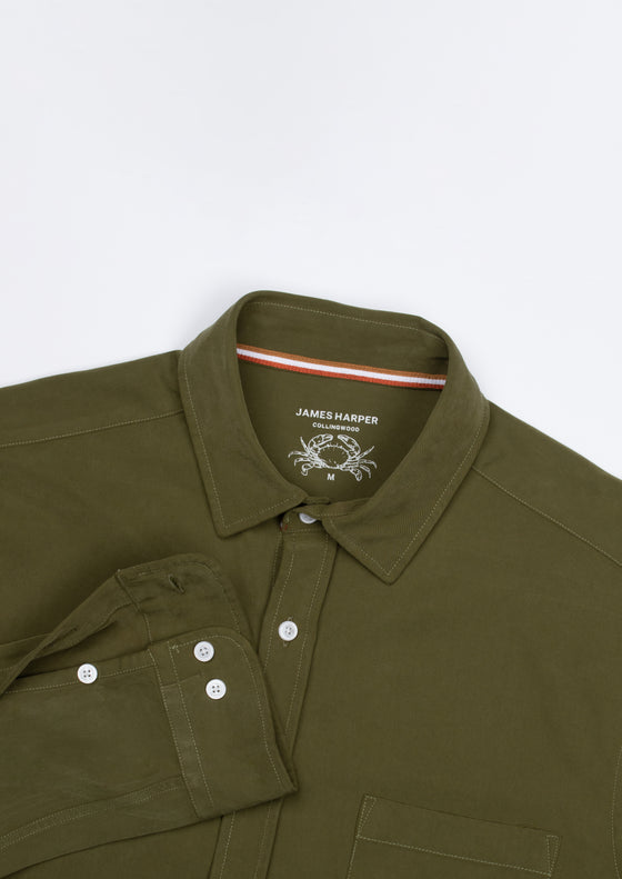 Olive Peached Tencel Shirt