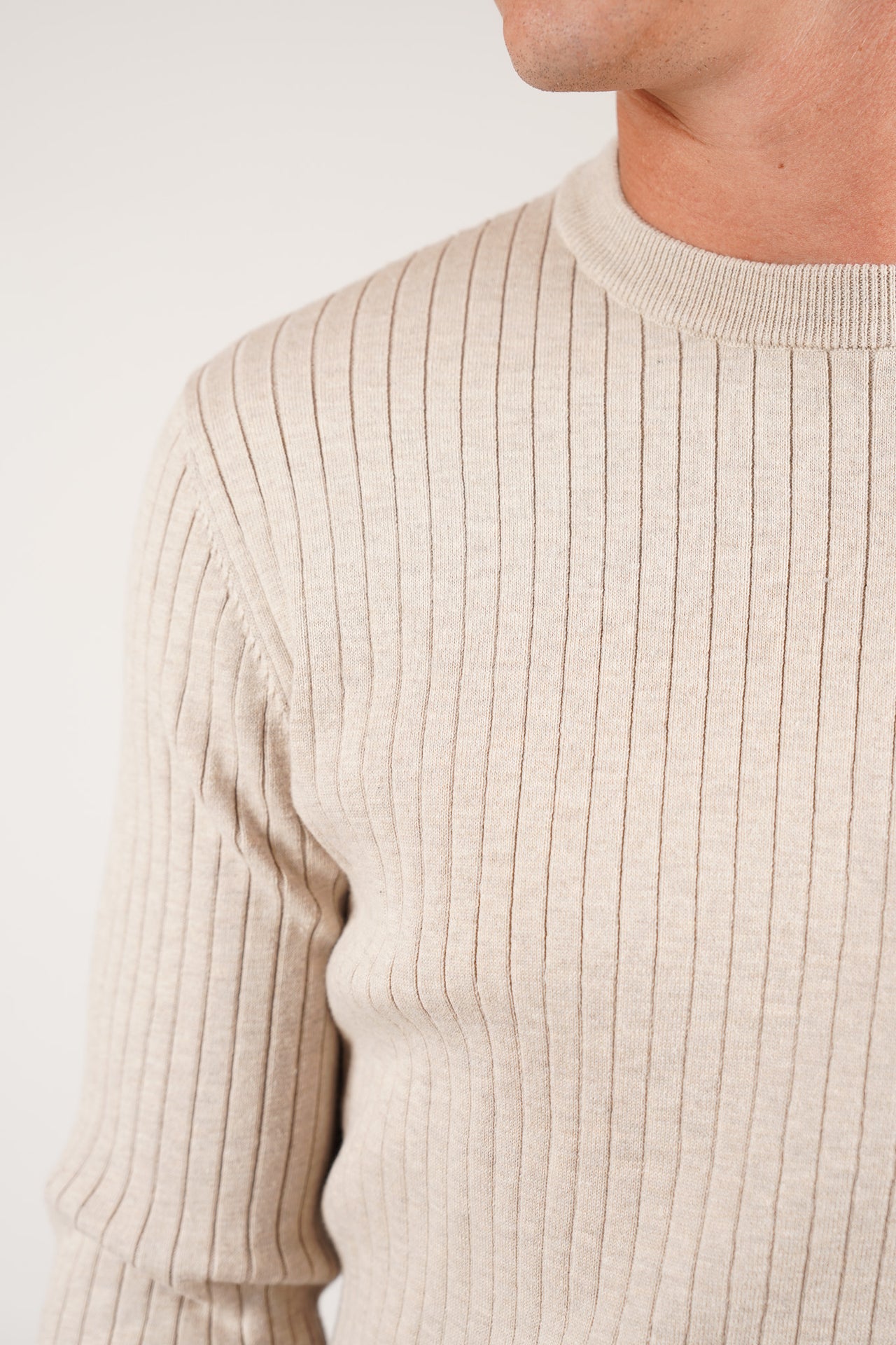 Oat Fine Rib Knit