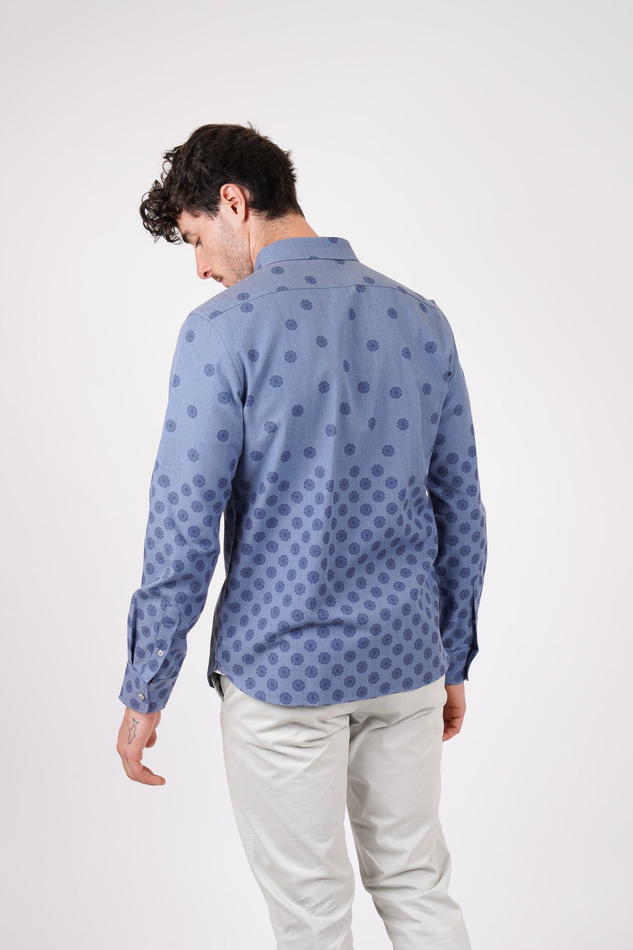 Navy Long Sleeve Rayon Wool Shirt