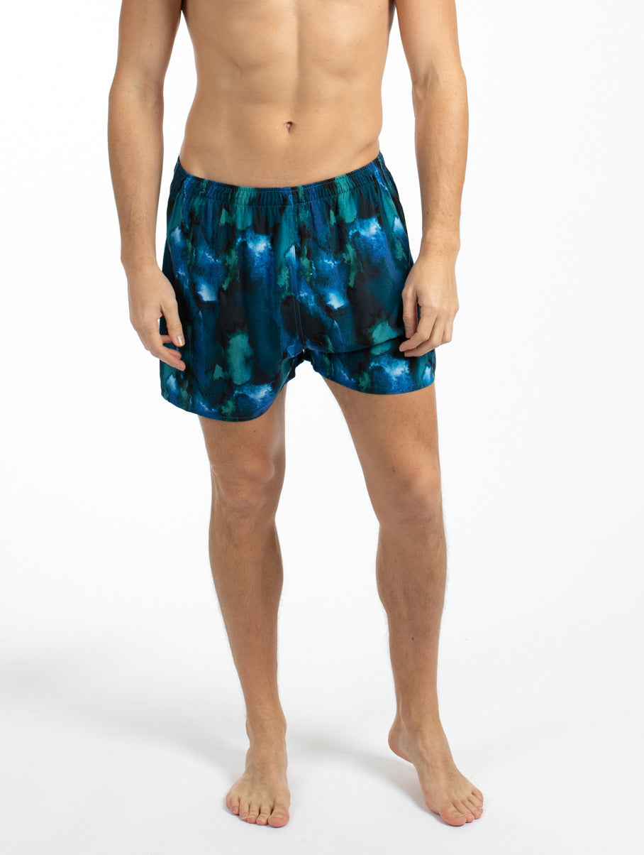 Navy Abstract Erosion Boxer Short