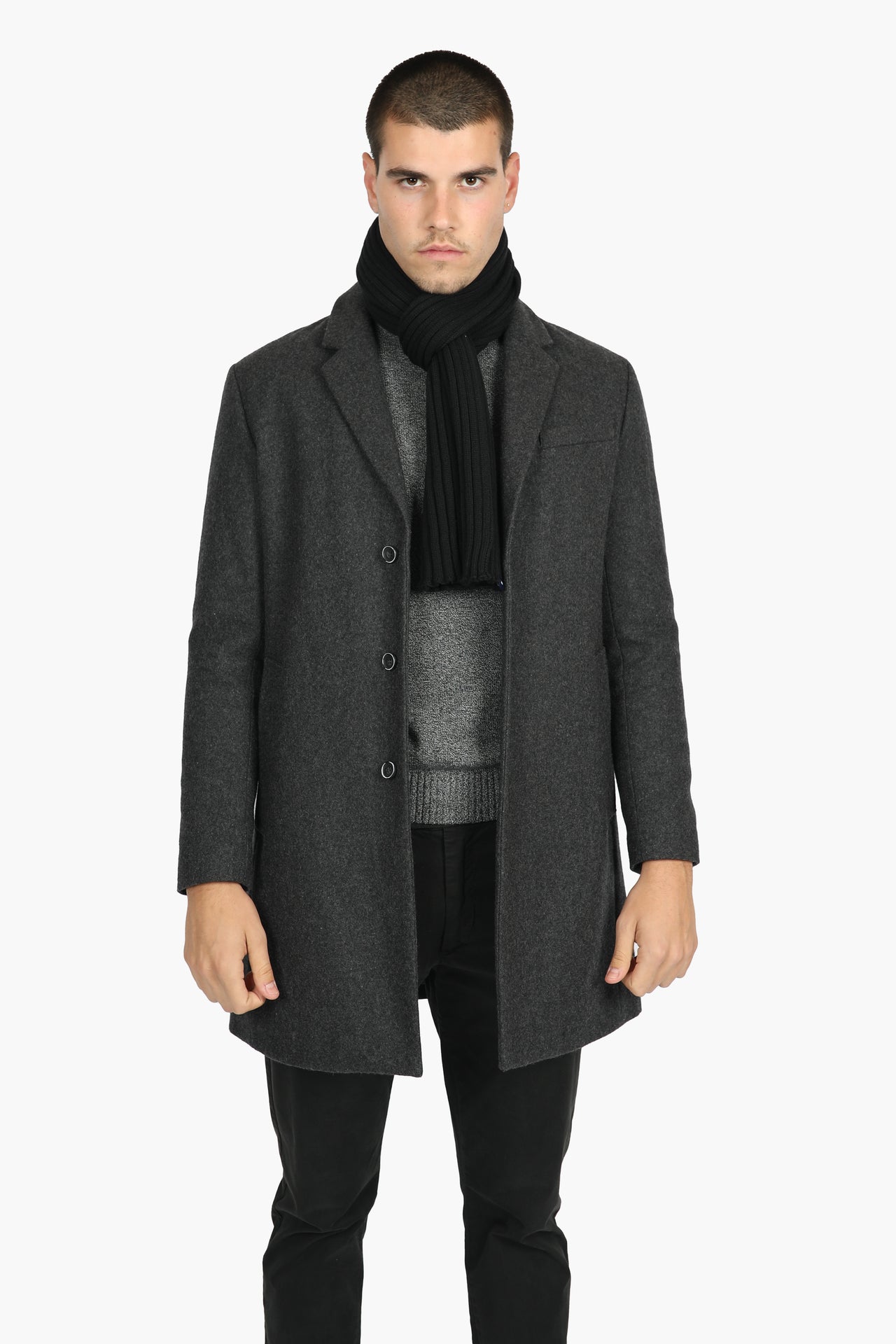 Charcoal Marle Wool Blend Padded Coat