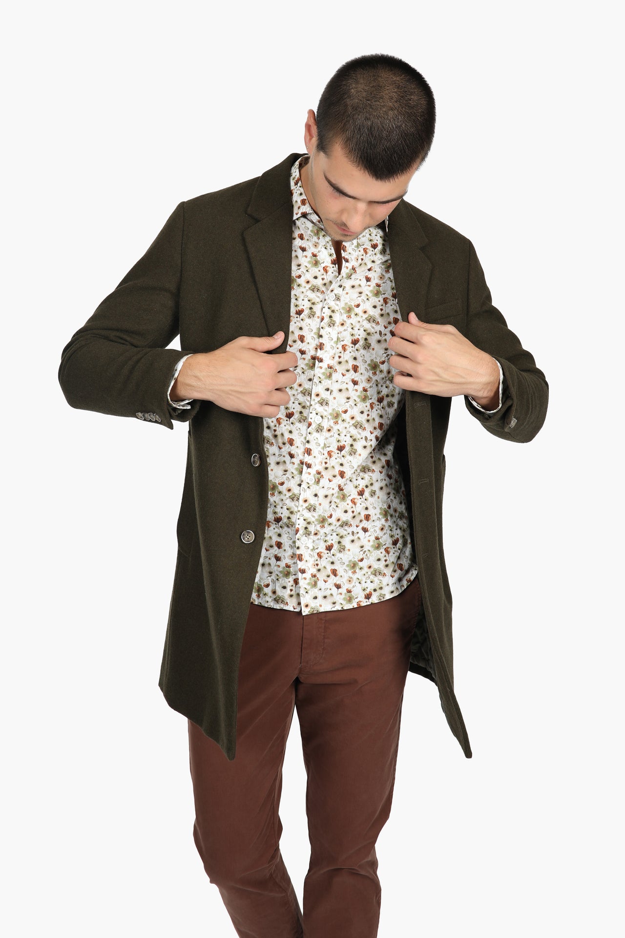 Olive Wool Blend Padded Coat