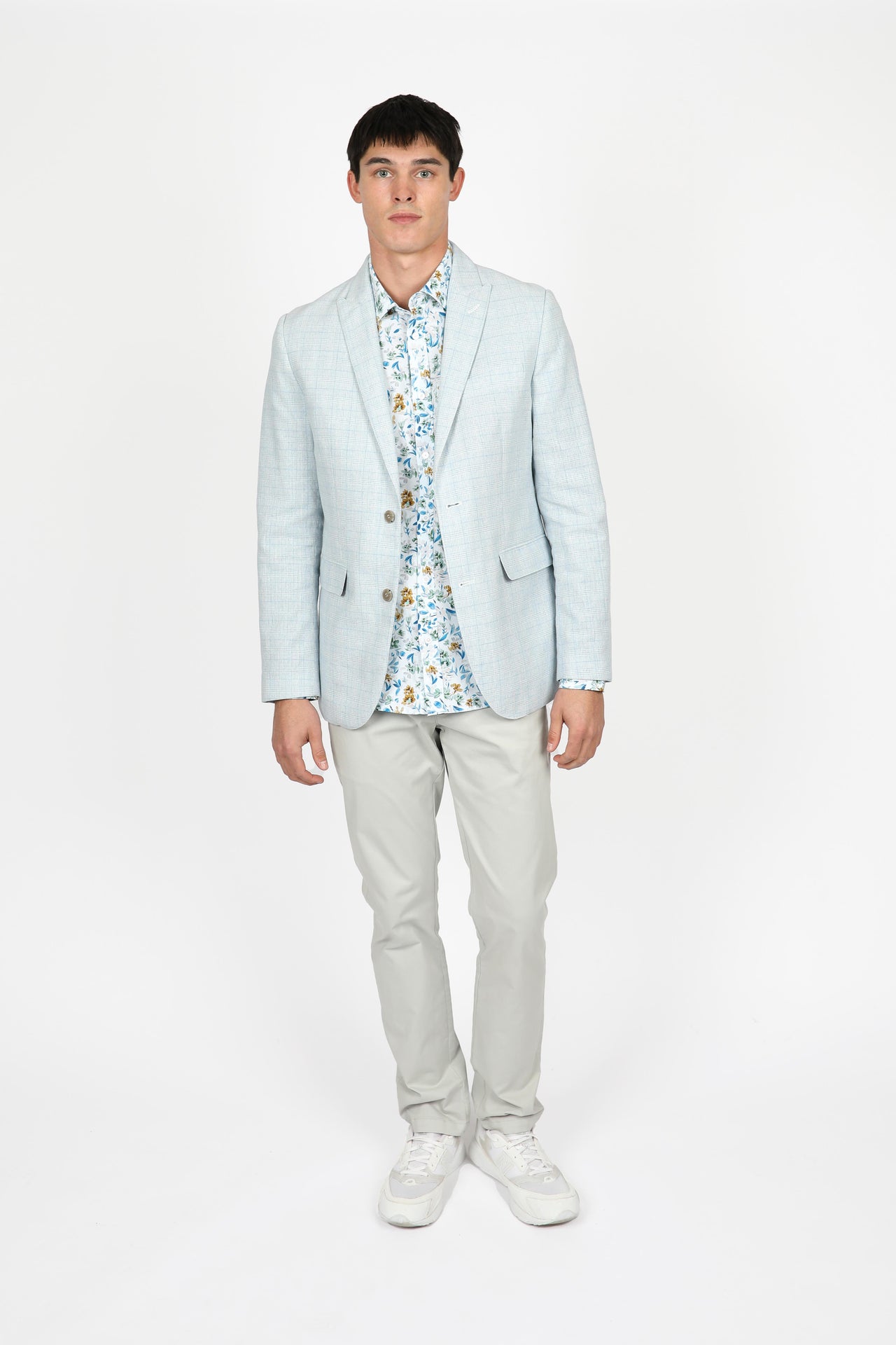Sky Cotton Linen Peak Lapel Blazer