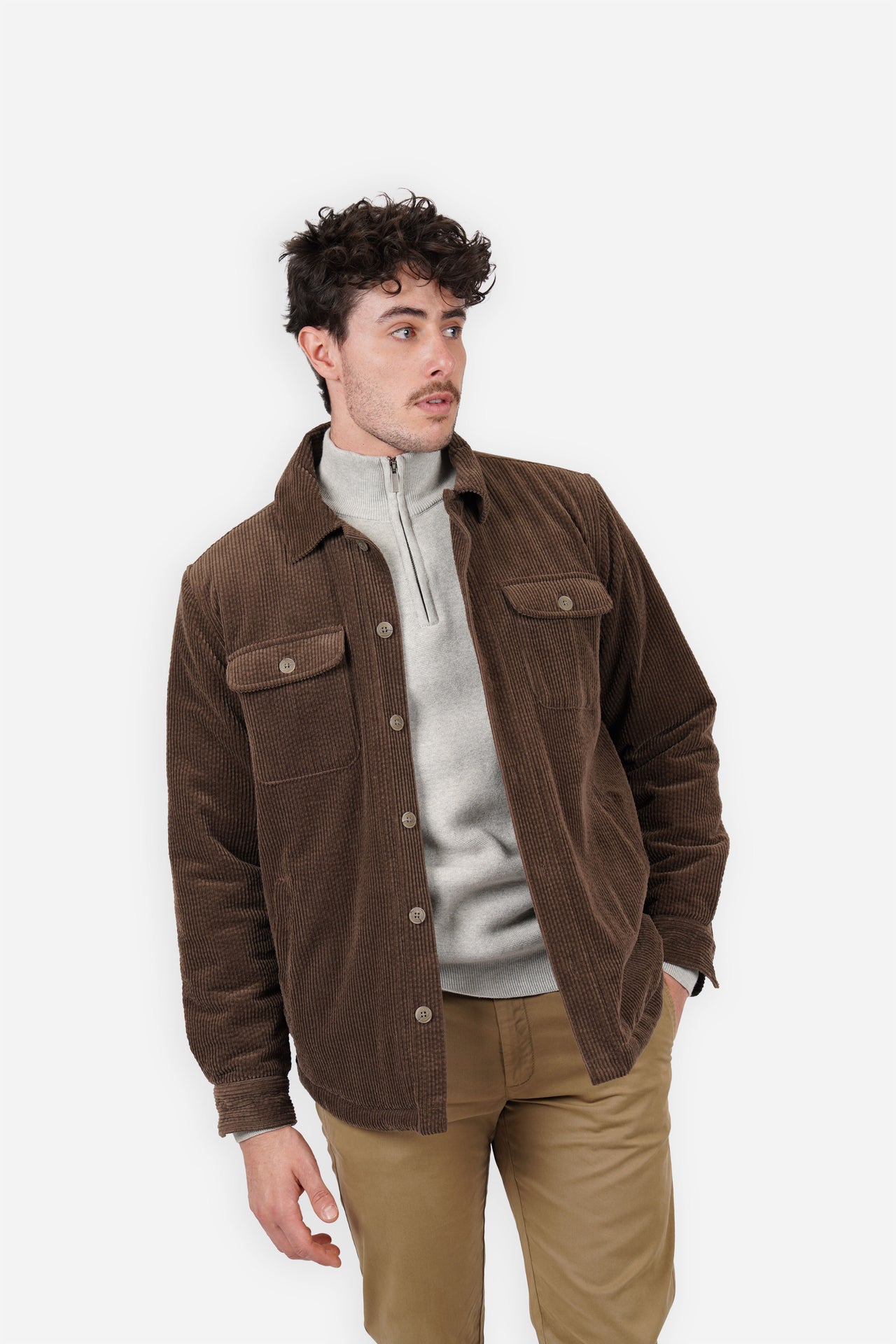 Chocolate Cord Padded Jacket