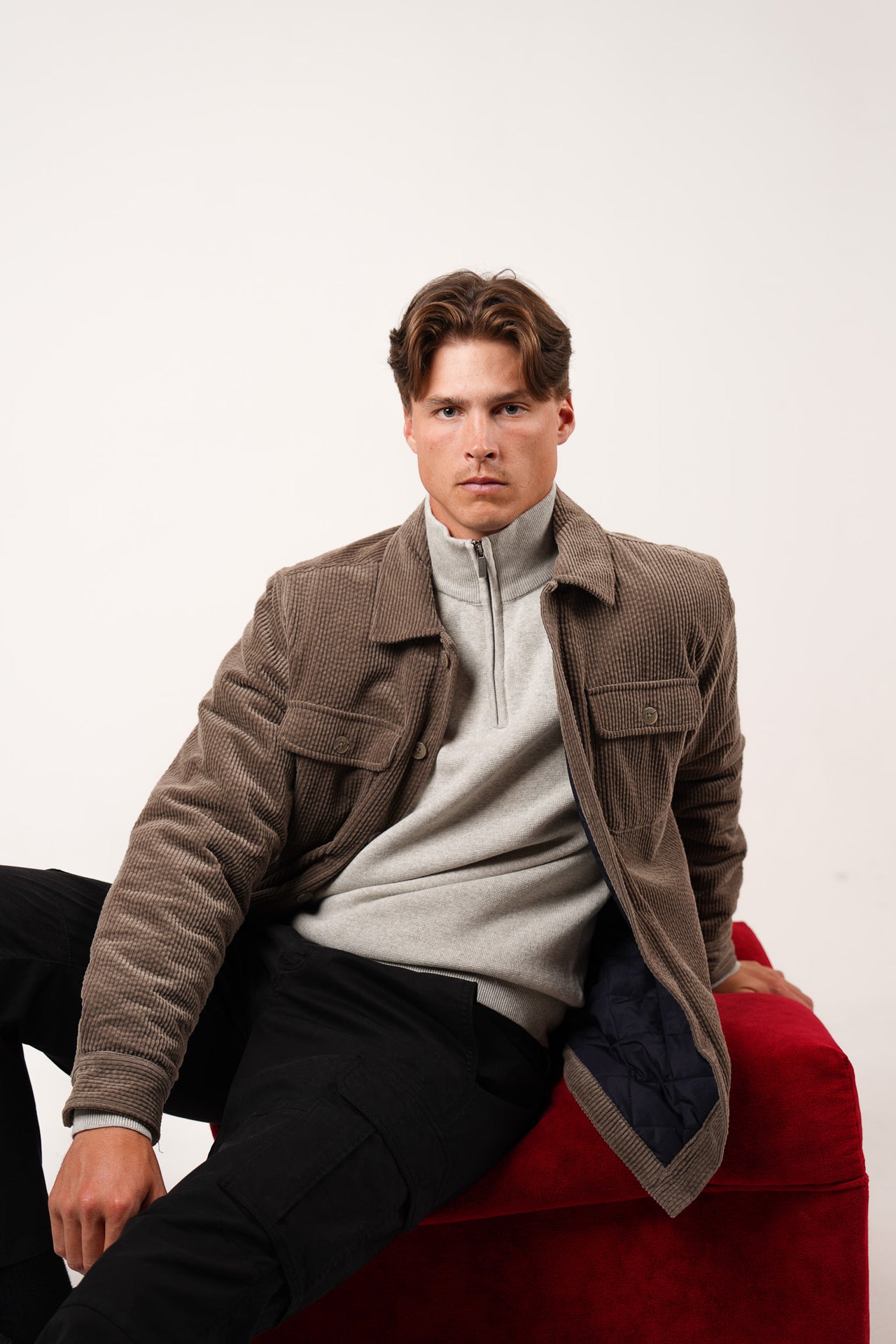 Sage Cord Padded Jacket