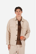 Cotton Casual Button Front Jacket Pebble