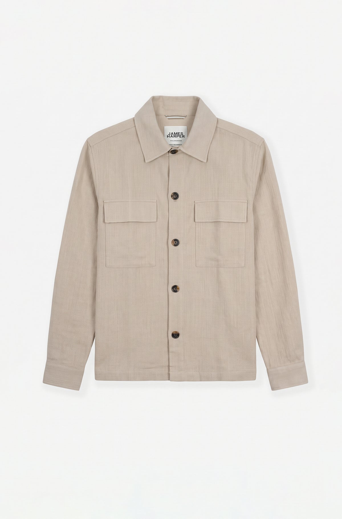 Cotton Casual Button Front Jacket Pebble