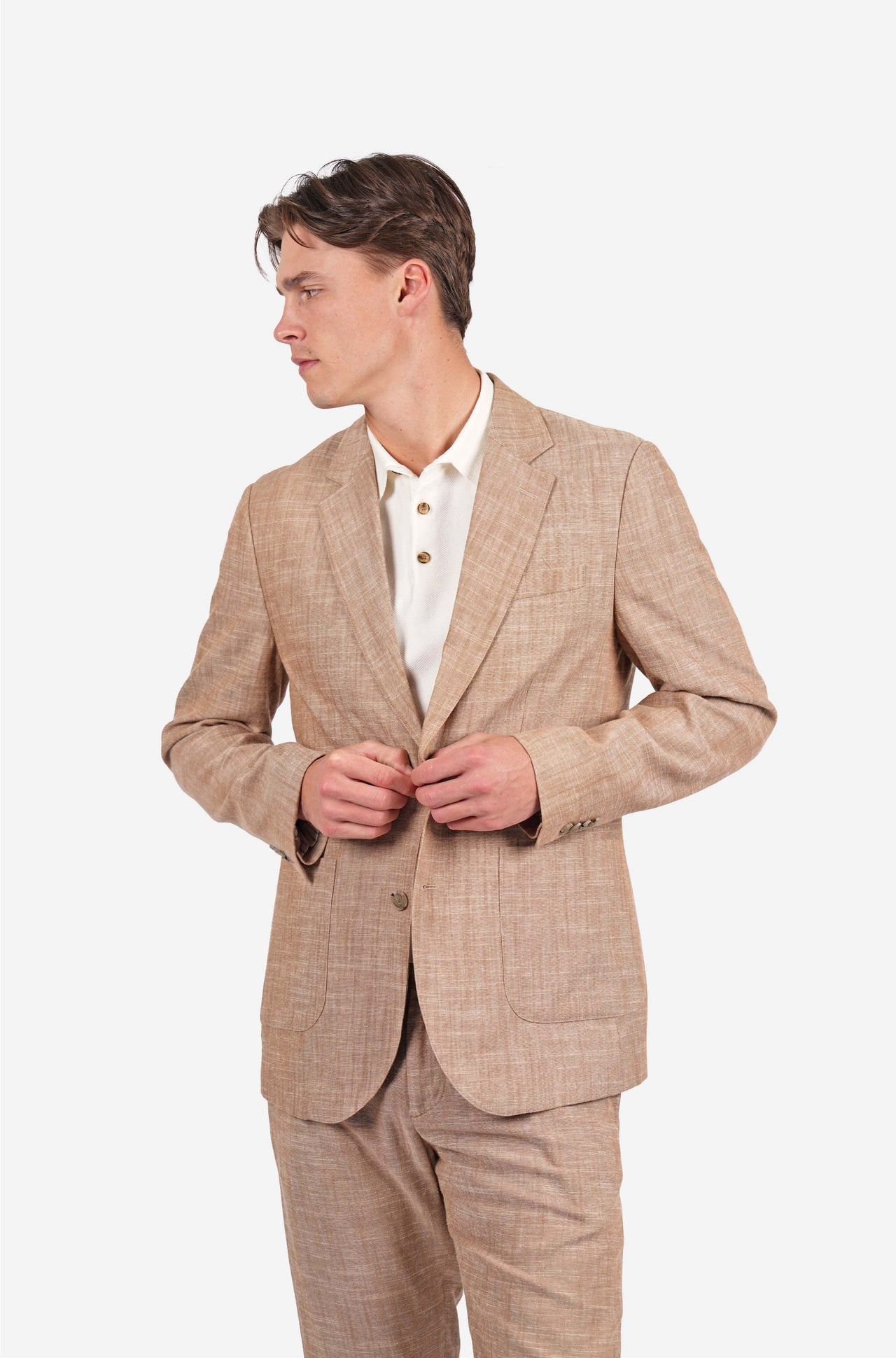 Linen Blend Single Breasted Semi Lined Blazer Cinnamon