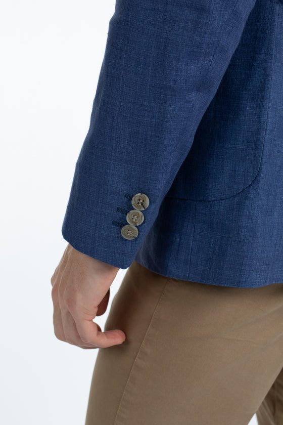 Navy Linen Patch Pocket Blazer