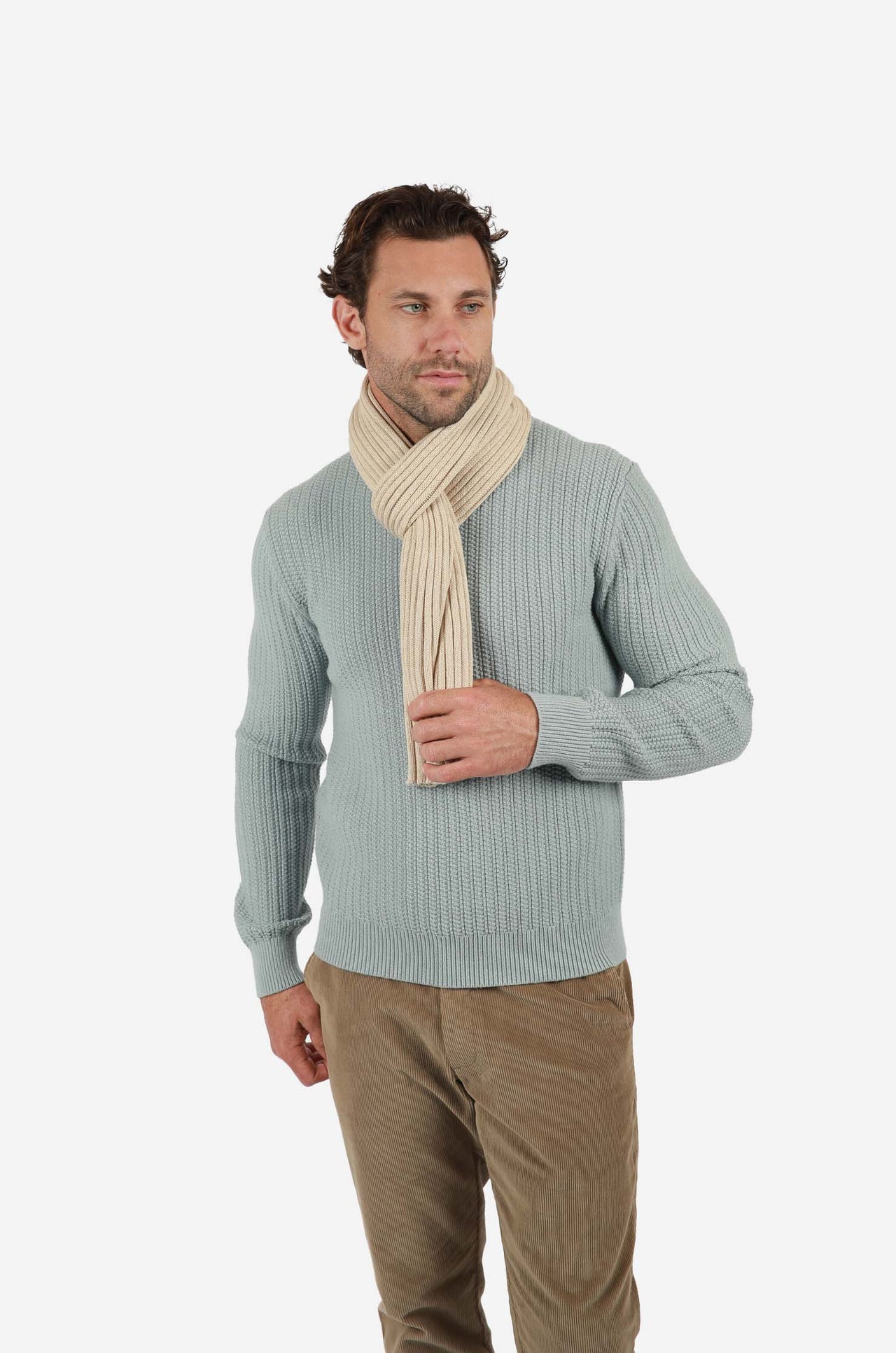 Soft Blue Chunky RibKnit Crew Knitwear