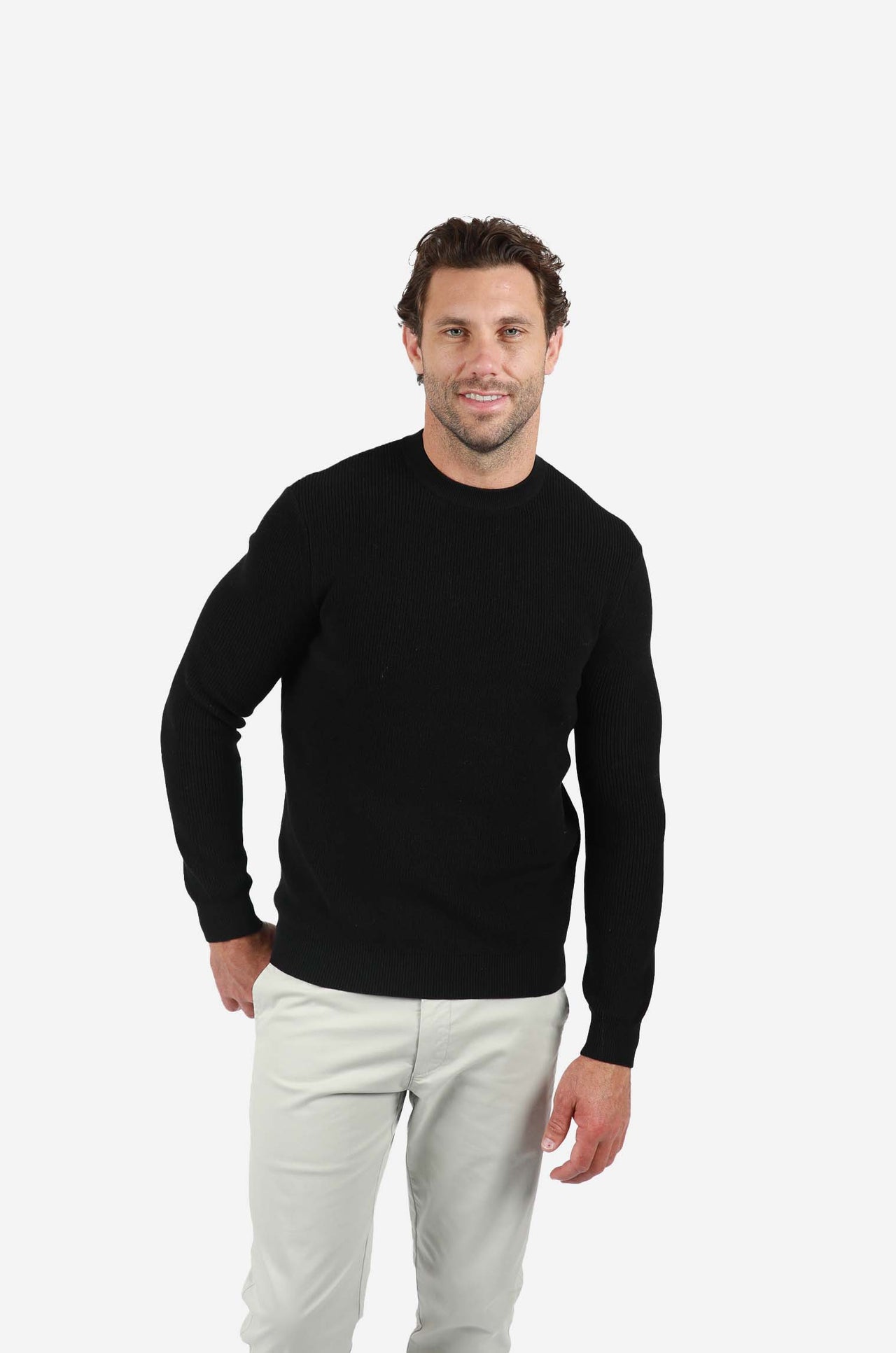 Black Ribbed Crew Knitwear