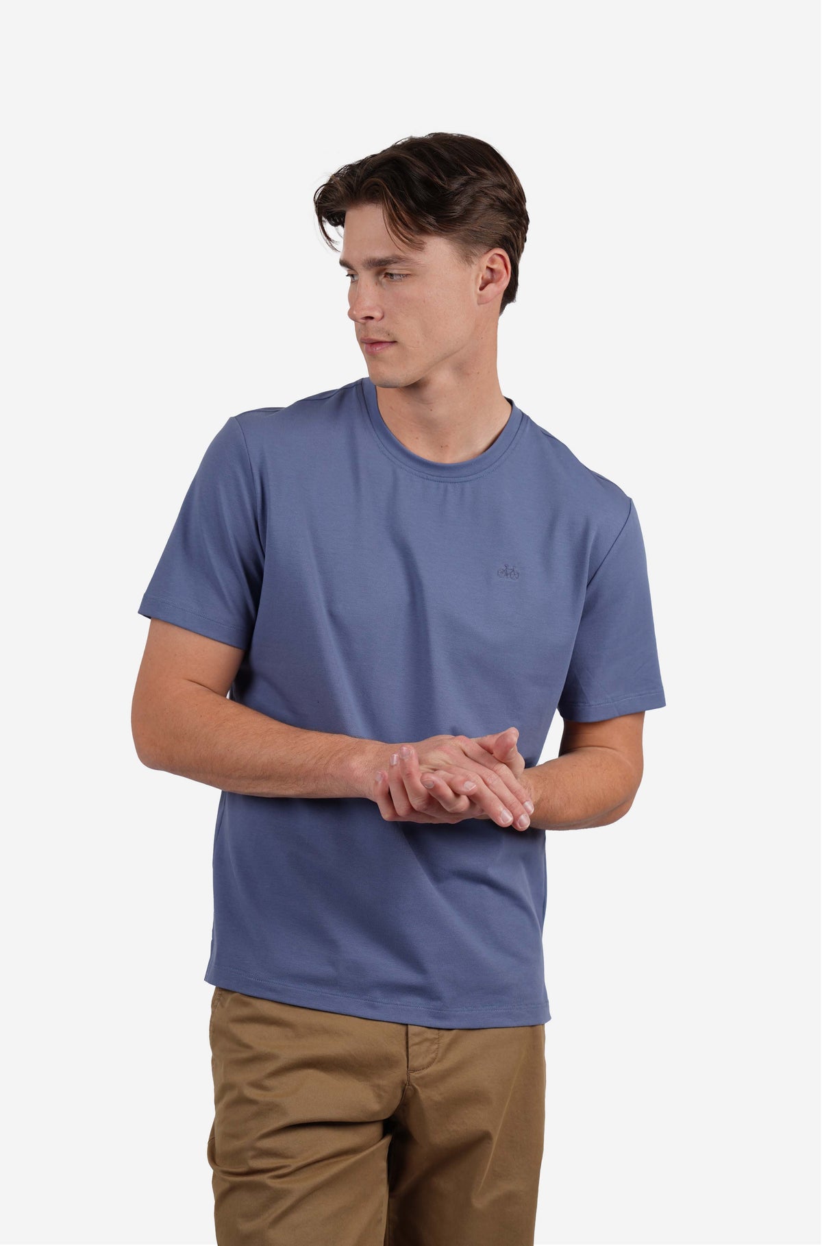 Short Sleeve Cotton Blend Crew Neck Tee Shirt Pacific