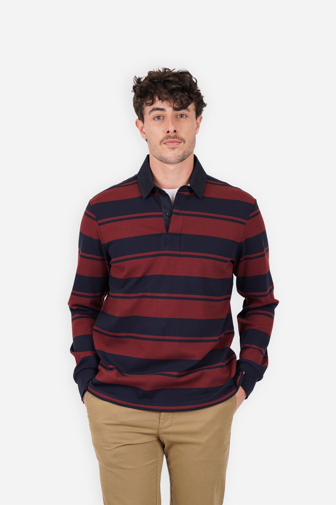 Maroon Stripe Rugby Jersey Shirt