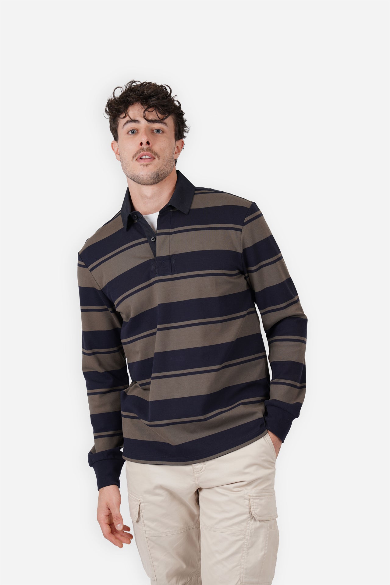 Olive Stripe Rugby Jersey Shirt