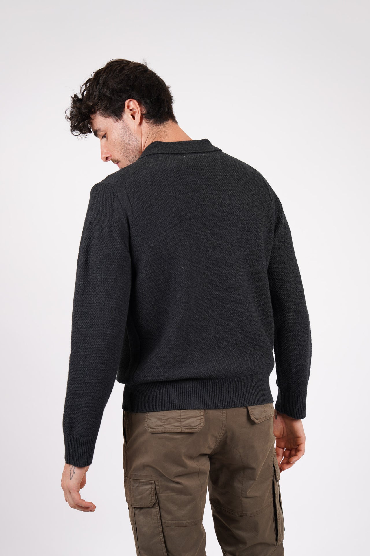 Charcoal Merino Polo Knitwear