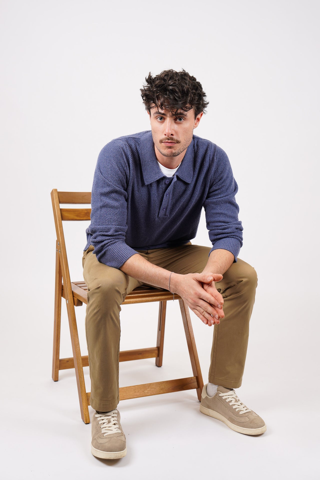 Dark Blue Merino Polo Knitwear