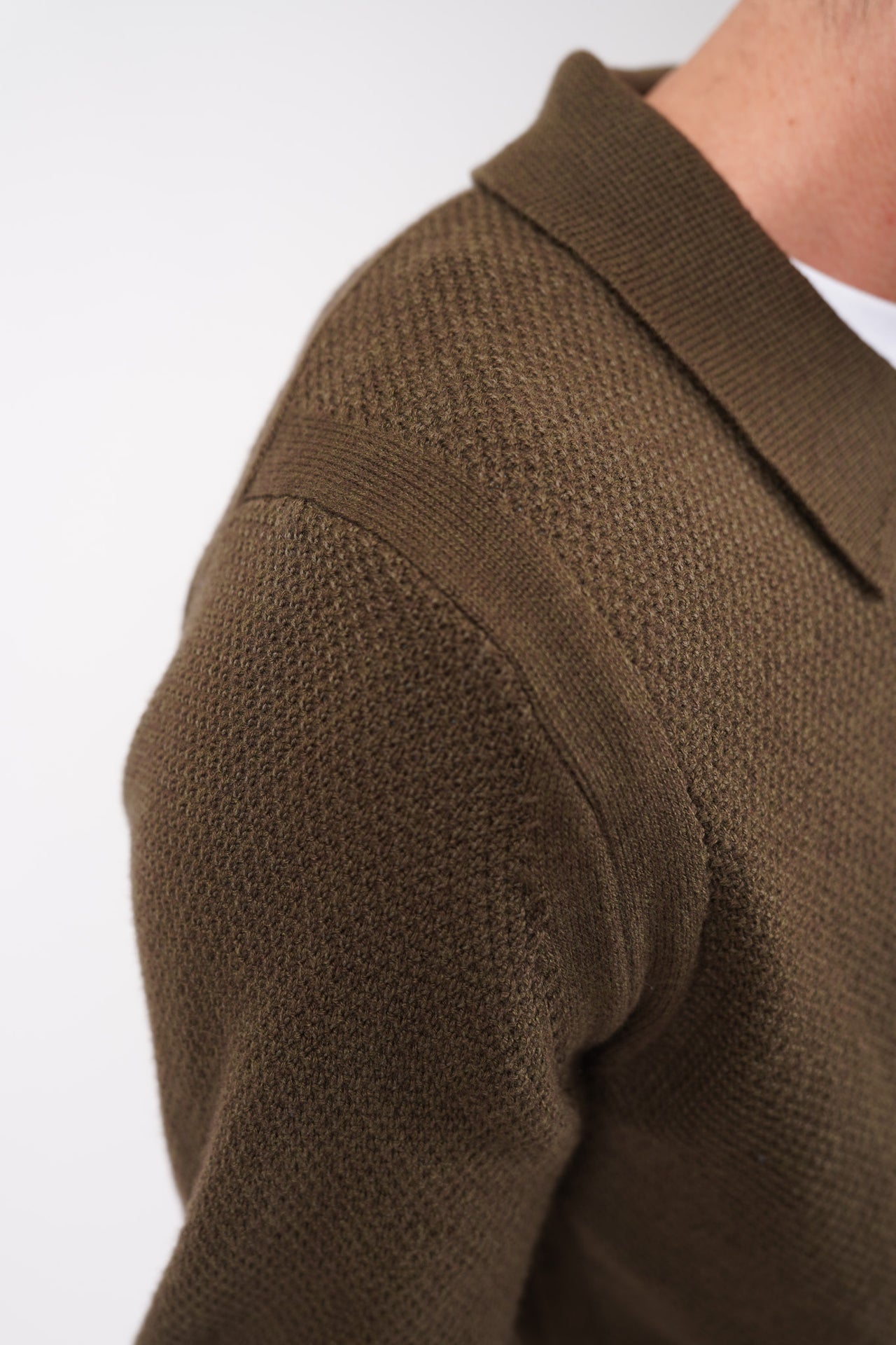 Olive Merino Polo Knitwear