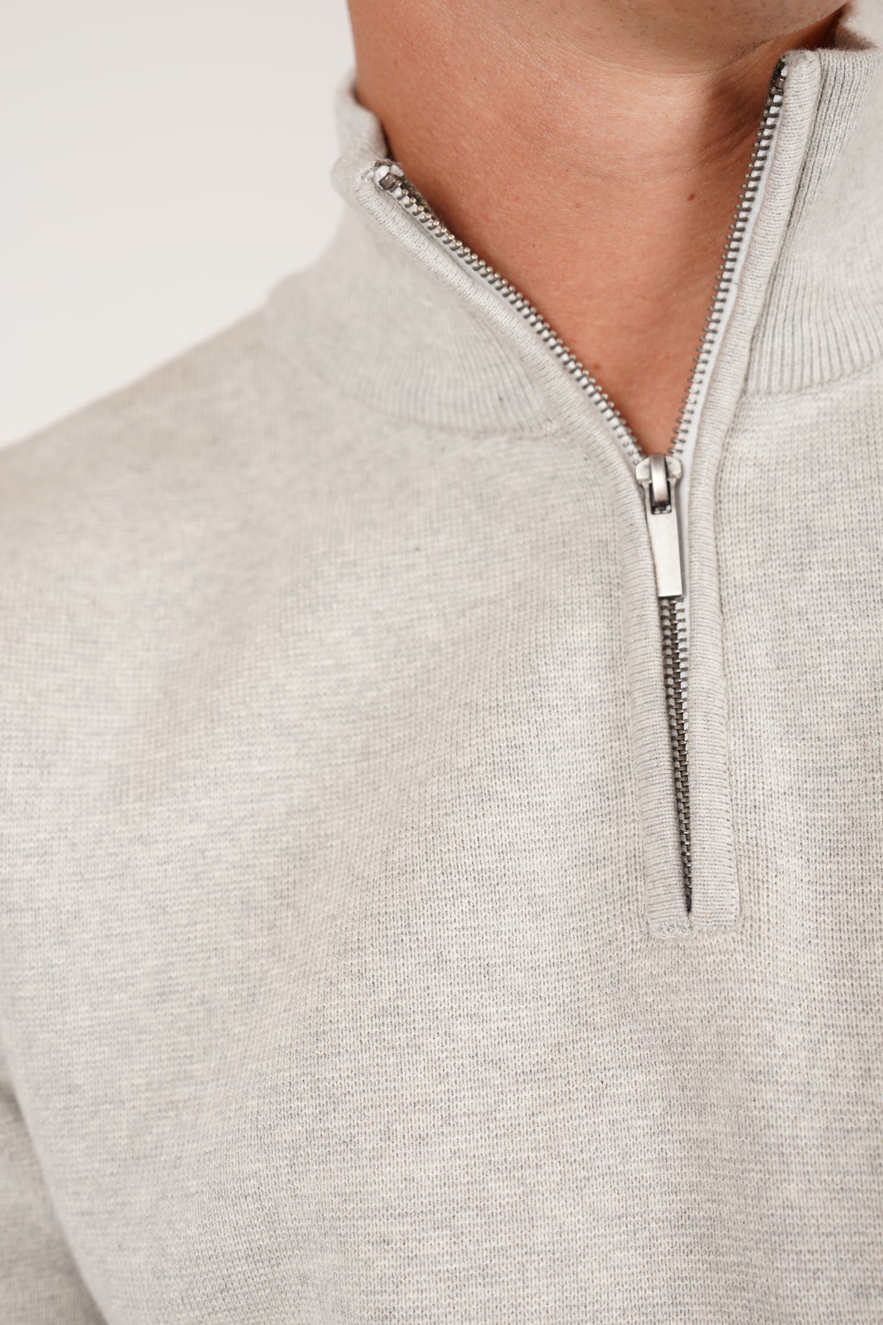 Natural 1/4 Zip Marle Knit