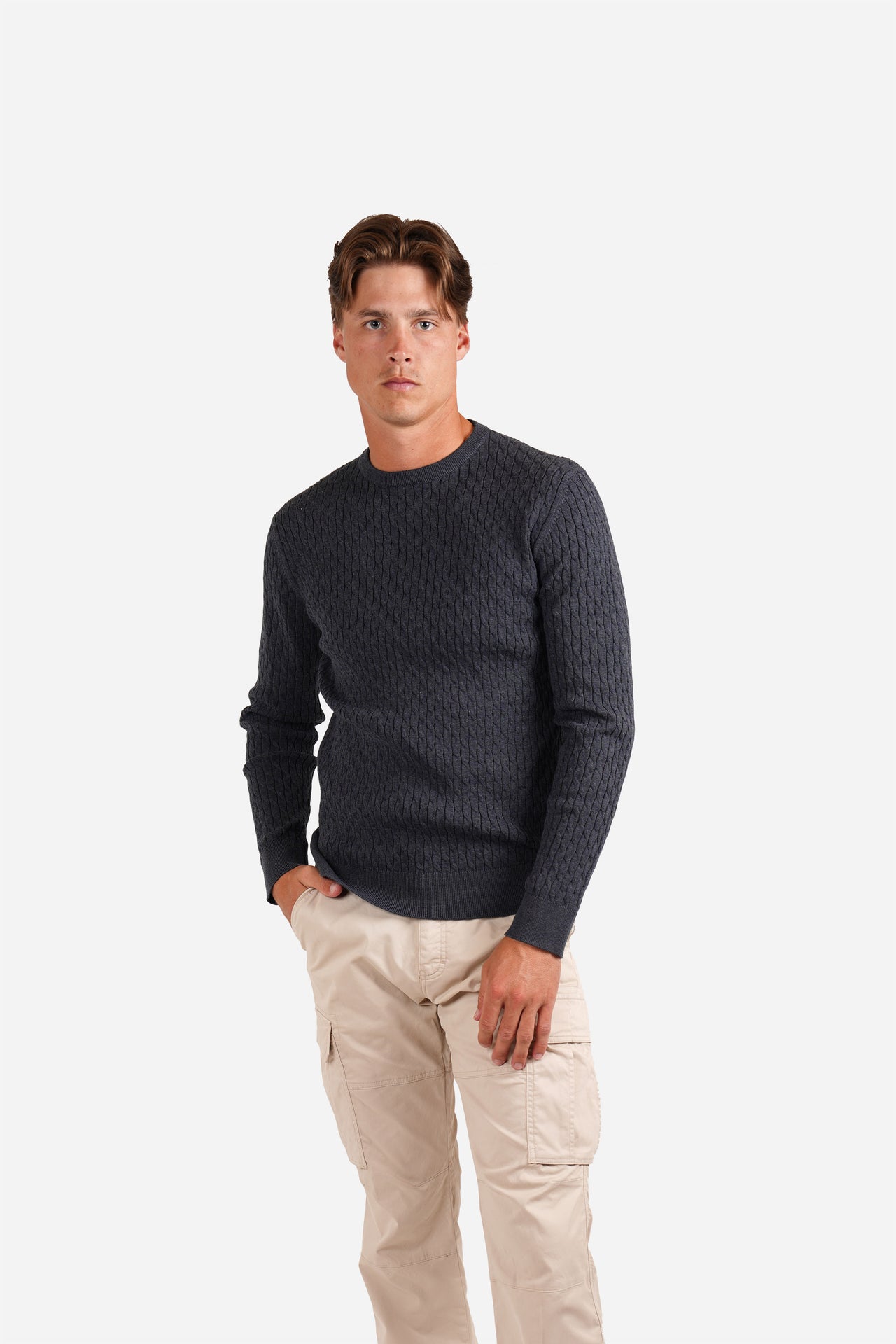 Petrol Fine Cable Knit