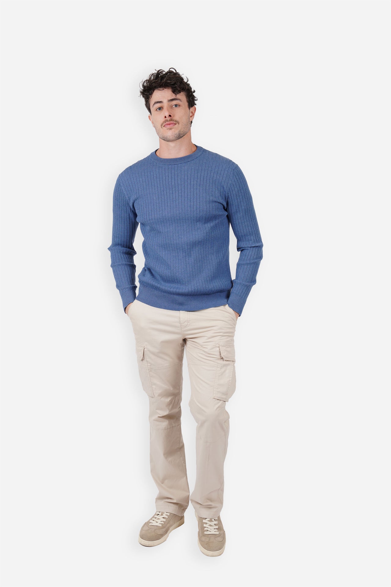 Blue Fine Rib Knit