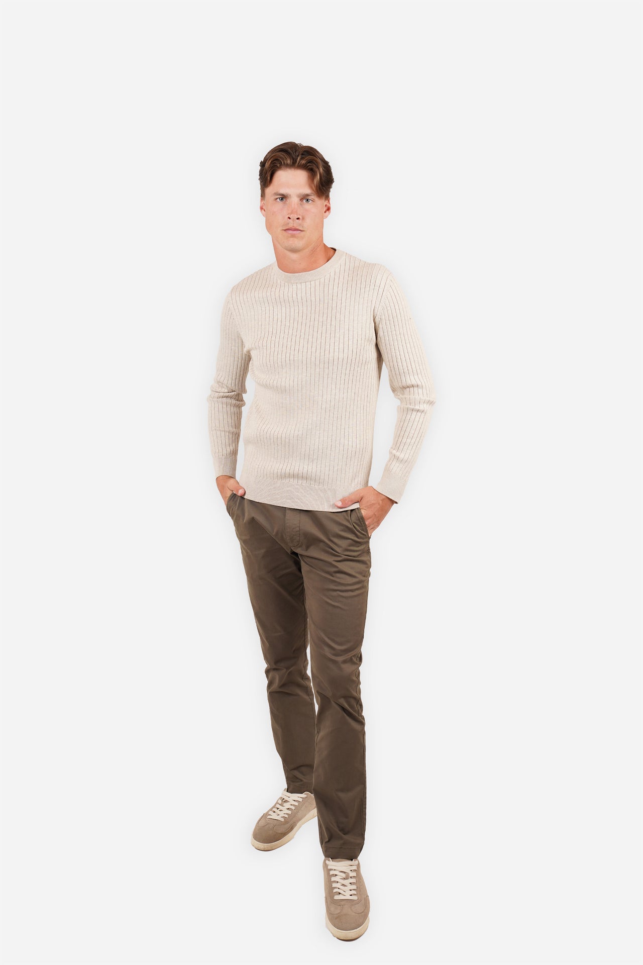 Oat Fine Rib Knit