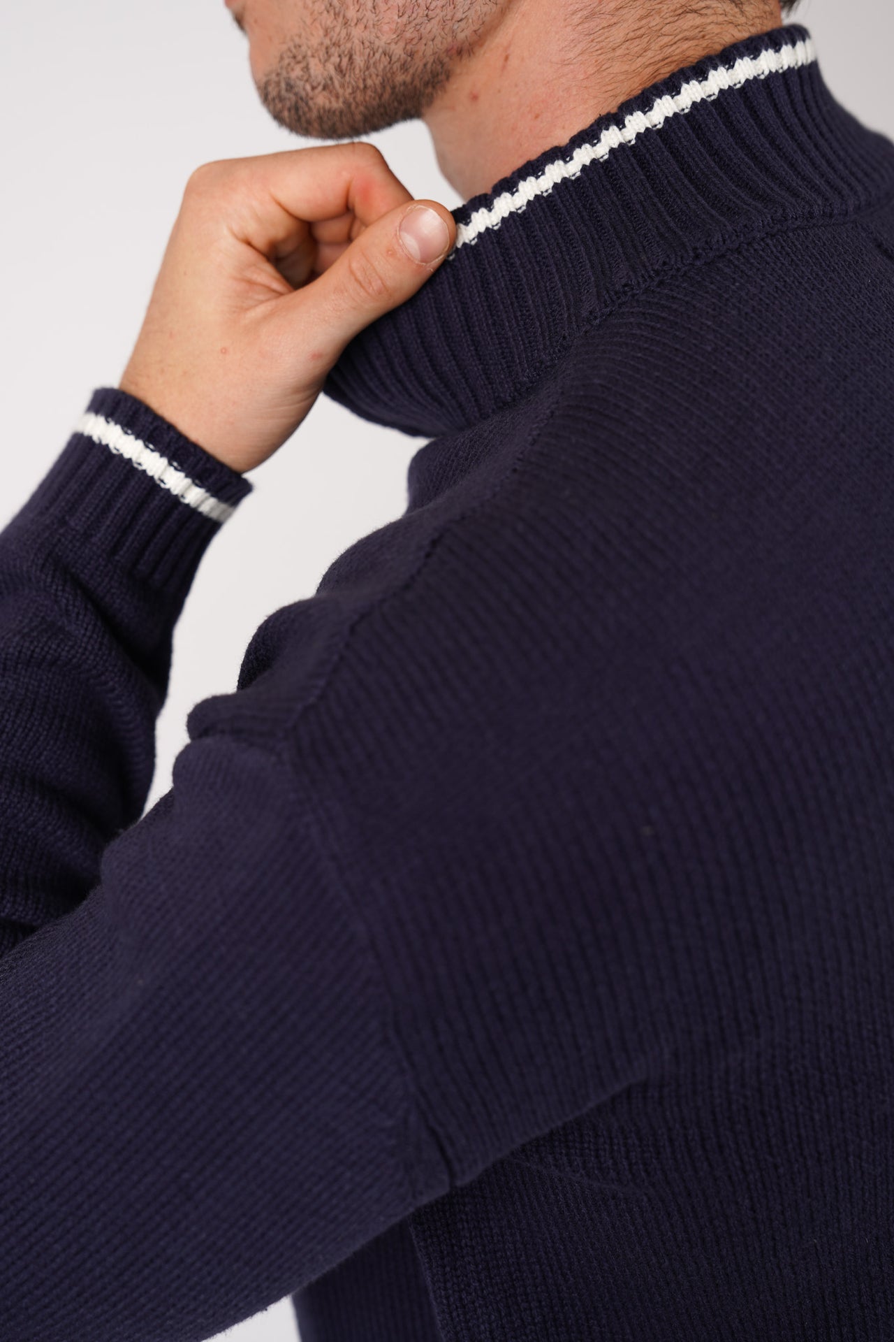 Navy Zip Through Cardigan