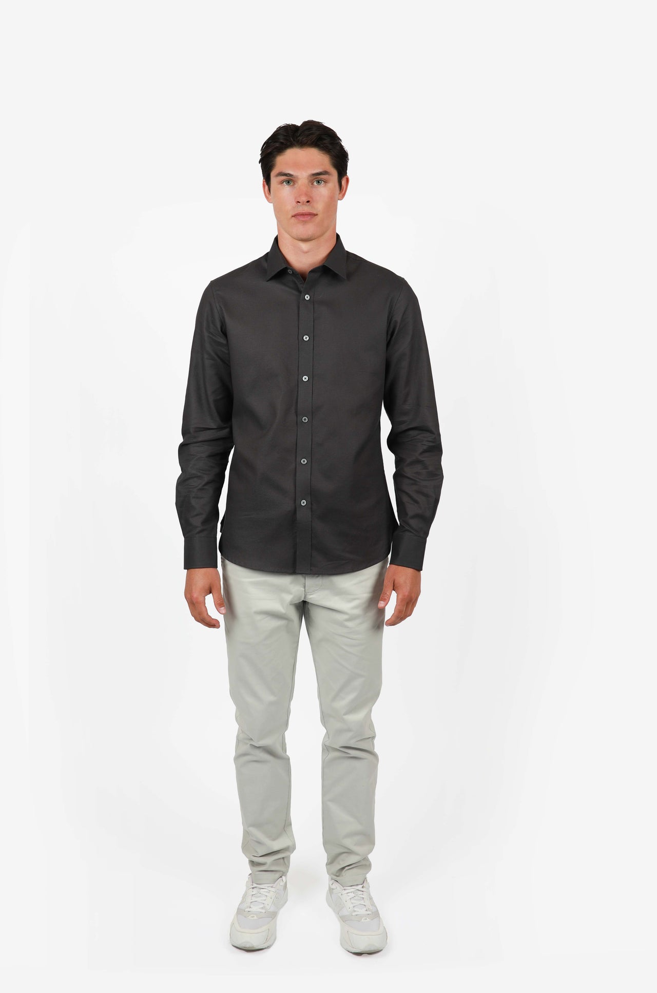 Charcoal Long Sleeve Waffle Shirt