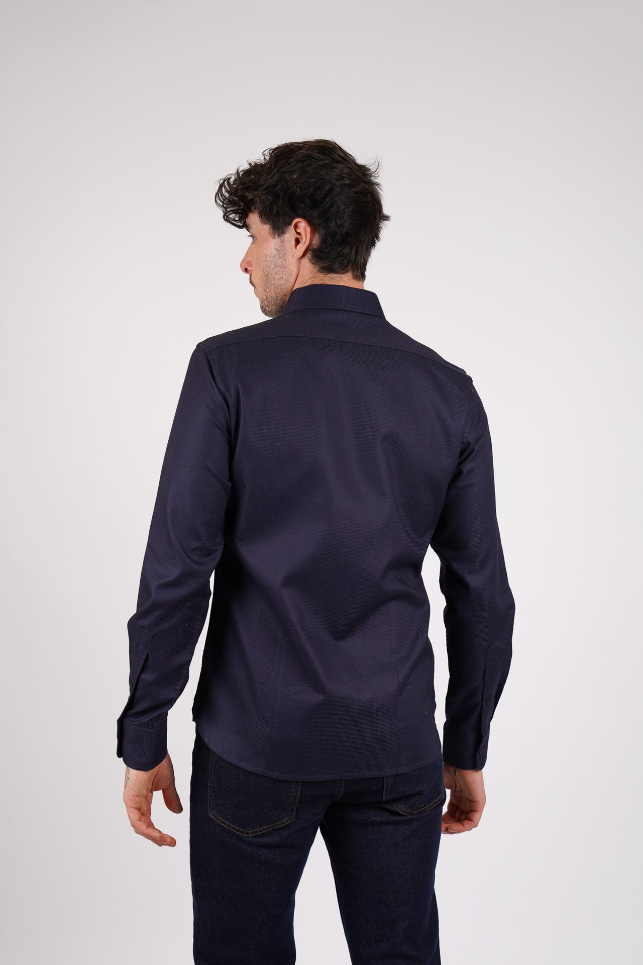Navy Long Sleeve Waffle Shirt